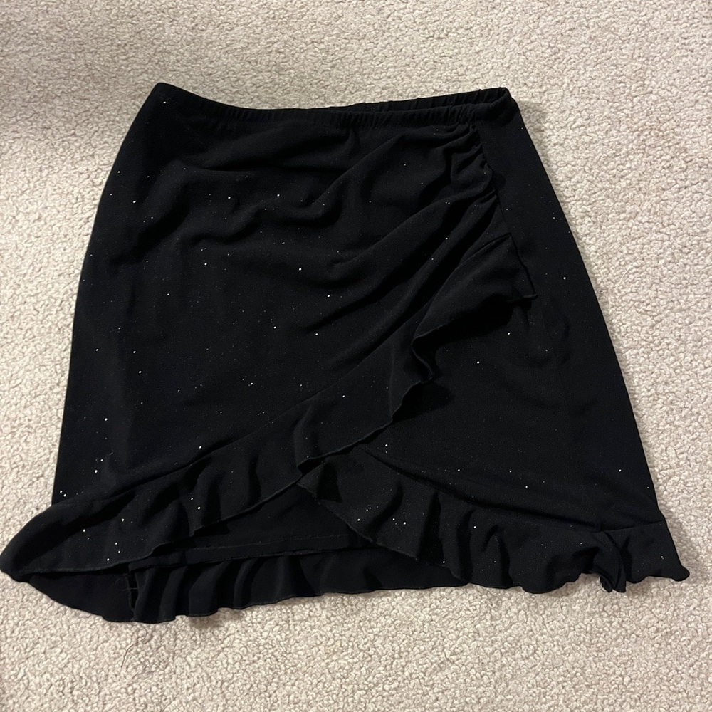 Elegant Black Ruffled Sparkly Skirt